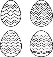 Easter eggs with zigzag patterns black and white outlines for coloring vector