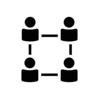 Square Team Network Icon Depicting Structured Teamwork and Interconnected Roles vector