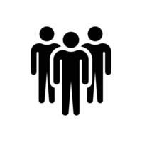 Silhouette icon of three men group in straight line vector