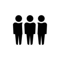 Silhouette icon of three people in a horizontal row vector