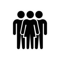 A group of three diverse people standing in a row, one boy and two girls. vector