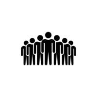 Silhouette of large group of Seven people standing in row vector