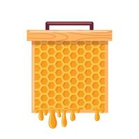 A illustration of a honeycomb frame showcasing intricate hexagonal shapes filled with golden honey. design highlights the natural beauty of beekeeping, perfect for organic and culinary themes. vector