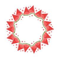 illustration featuring a round frame with watermelon slices showing off their juicy red flesh and green rind. Perfect for any occasion or meal, it embodies the essence of summer and delicious vector