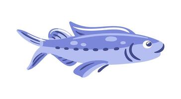 stylized illustration features a blue fish, effortlessly blending artistic flair with aquatic themes. Its smooth curves and bold colors make it a captivating focal point for ocean-inspired designs. vector