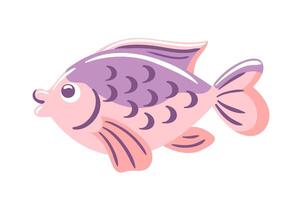 stylized illustration showcases a charming pink fish, characterized by its playful design and smooth lines. Its bright colors and whimsical features evoke a sense of joy, for aquatic-themed art. vector