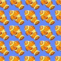 seamless pattern of a clownfish showcases its striking orange and white stripes, set against a vivid marine background. playful design captures the charm and uniqueness of this iconic sea creature vector