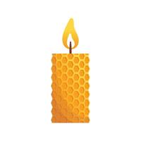 A charming illustration of a honeycomb-shaped candle with a lit wick, radiating warmth and light. Perfect for adding a touch of nature-inspired elegance to any design. vector