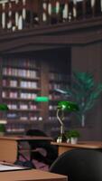 Vertical Confident student gathers information and citations from reliable sources via massive database at university library, working on bachelor degree paper. Intelligent girl studies. Camera B. video