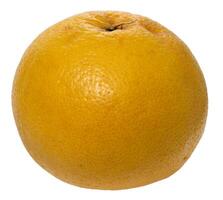 Whole grapefruit with a textured yellow peel, isolated background. photo
