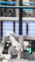 Vertical Technician in solar panels factory does maintenance using tablet, analyzing IoT sensor data. Industry 4.0 plant expert managing operational reliability of photovoltaic systems using device, camera B video