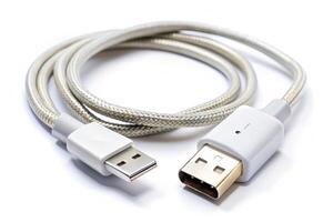 Modern USB cable with a sleek braided design and gold connectors, used for fast charging and data syncing photo