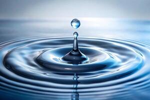 a water droplet creating ripples, symbolizing fluidity and freshness in a calming aquatic environment photo