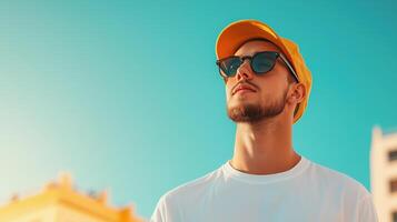 Contemporary Summer Look with Young Man in Urban Environment photo