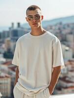 Redefining Casual Summer Wear in a Modern City Setting photo