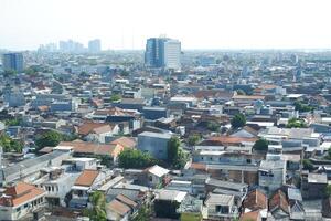 a wide aerial view of an urban residential area photo