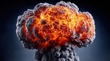 A dramatic illustration of a volcanic eruption captured in a moment of big explosion photo