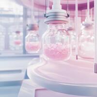 Illuminated glassware display modern studio product photography neon environment close-up viewpoint photo