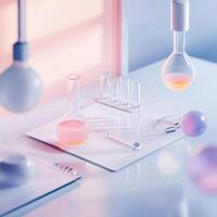 Laboratory experiment science lab digital art modern workspace aerial view innovation and discovery photo
