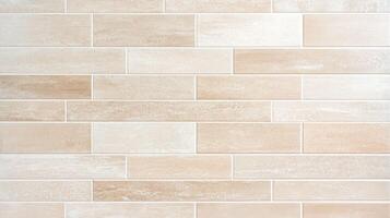 Beige Ceramic Wall Tile Pattern Background featuring rectangular tiles arranged in a clean horizontal layout with a textured surface and warm neutral tones. photo