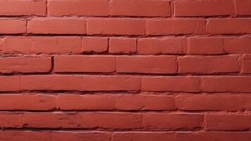Red painted rough brick wall texture with visible lines and uneven surface, perfect for urban backgrounds or construction design elements. photo