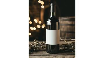 Elegant red wine bottle display studio product photography minimalistic environment close-up sophistication and taste photo