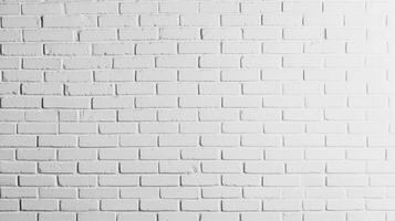 White Painted Brick Wall Texture with a clean and minimal appearance, showing rough surface details and linear brick pattern in a flat layout. photo