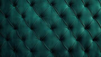 Luxurious dark green tufted fabric texture with a diamond pattern and button details, ideal for elegant furniture and interior decoration concepts. photo