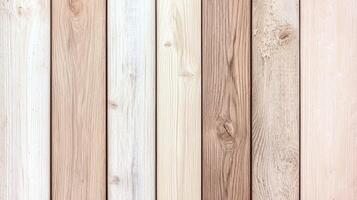 Multiple Wooden Planks With Varied Grain Textures in different wood tones and finishes arranged vertically for use in rustic and modern designs. photo
