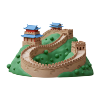 Stylized Great Wall of China with playful design and intricate architecture png