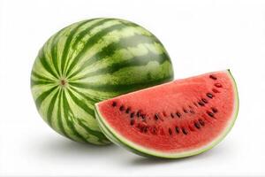 Close Up of a Halved Watermelon Juicy Texture Intricate Rind Patterns photo