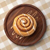 Close-Up of Cinnamon Pastry on Rustic Plate photo