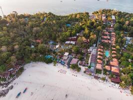 Aerial view of resort on the beach in tropical sea at lipe island photo