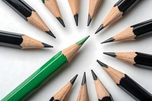 A group of green pencils arranged in a circle photo