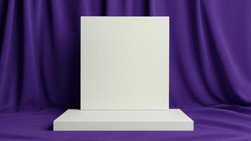 White stage Product Display with Purple Background photo