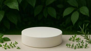 Leaves with White Podium Product Display photo