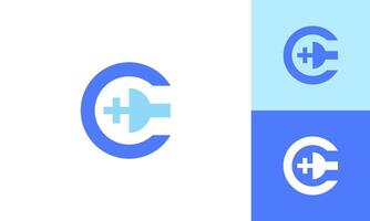 Medical and health icon logo design with letter c vector