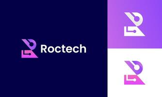 Modern R technology, Connect and digital Dot icon logo design vector