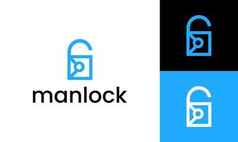 Security with business man combination logo design template vector