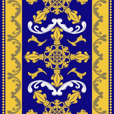 Magnificent Curly Stipe Ornament Baroque Rococo Style with Yellow Blue White Gold Scroll Ornament Geometric Pattern for Elaborate Design Elegance Apparel Fabrics Wallpaper Tiles Ceramic Interior Lace
