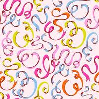 Playful Colorful Ribbon Seamless Pattern. Vibrant Hand-Drawn Doodle Curls in Bold Colors. Fun Kids Design Perfect for Invitations, Wrapping Paper, Fashion Prints, Cheerful Creative Projects. vector