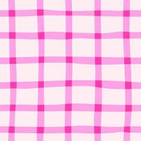 Coquette Pink Checkered Seamless Pattern. Charming Hand Drawn Gingham Design with Picnic Romance and Vintage Style. Ideal for Valentines Day Crafts, Fashion Textiles, and Cute Paper Goods. vector
