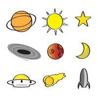 Space objects clip art, icons vector