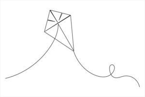 Minimal Kite Single Line Drawing Style vector