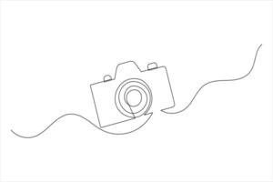 Camera icon with continuous single line drawing style vector
