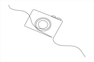 One line drawing of a camera icon in clean style vector