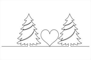 Simple Christmas Tree Icon in Clean Line Drawing vector