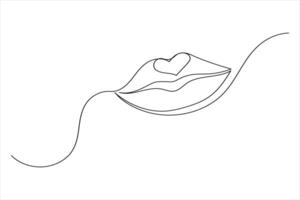 Lips Icon Elegant Minimal One Line Art vector