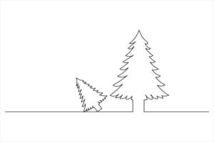 One Line Drawing of a Simple Christmas Tree Icon vector