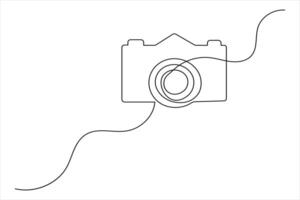 Minimal camera icon created with single line art vector